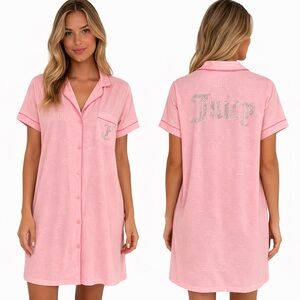 Juicy Couture NWT Pink Rhinestone Logo Sleep Shirt Nightgown Women’s Size XL